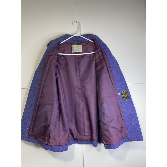 Vintage Jimmy Hourihan Of Dublin Donegal Tweed Purple Wool Coat Size 10 Ireland - Picture 5 of 7